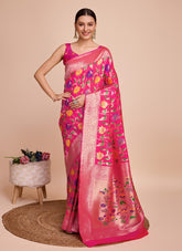 Pink Colour Saree Looking Trendy